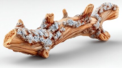 Obraz premium Lichen-Covered Driftwood Branch: Close-up Studio Photography