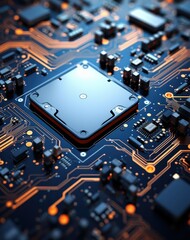 Fototapeta premium Microprocessador em Placa de Circuito - Detalhe Macro