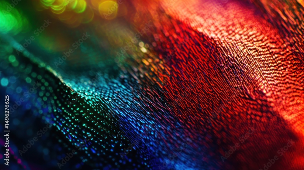 Poster iridescent fabric texture with abstract pattern and vibrant hues design