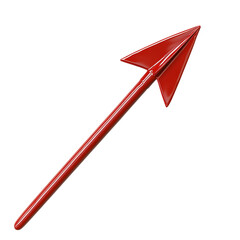 Bold Arrow with an Assertive Form in Cherry Red Color Isolated on Transparent Background