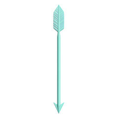 Minimalistic Arrow with a Clean Cut in Icy Mint Color Isolated on Transparent Background