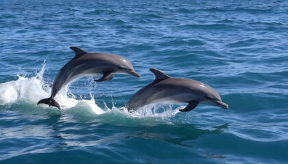Fototapeta premium Dolphins Swimming in Pods Communicating with Clicks and Chirps
