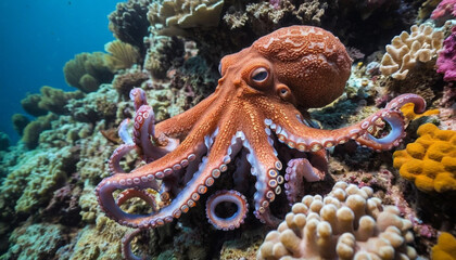 Octopus Hiding Among the Corals