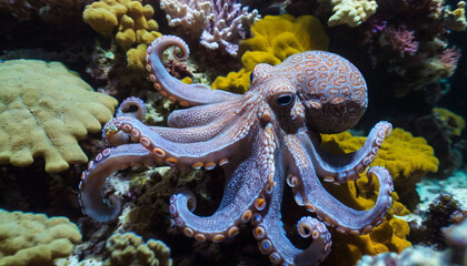 Octopus Hiding Among the Corals