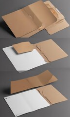 Die-cut folder mockup, customizable design  Vector template for branding ,  packaging,  realistic mockup,  business