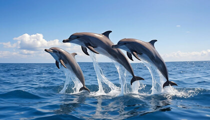 Dolphins Leaping Joyfully Above the Surface