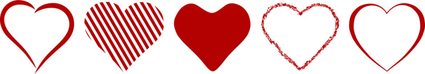 Red Hearts Icons Set Vector Illustration