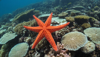 Starfish Resting Peacefully on a Coral Reef