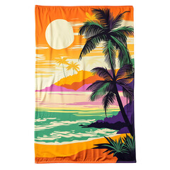 Retro Beach Towel with Giant Vintage Inspired Graph Isolated on Transparent Background