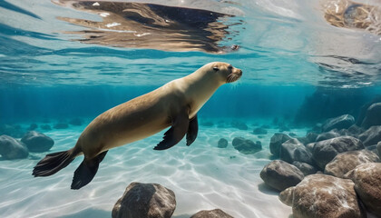 Sea Lion Diving Playfully
