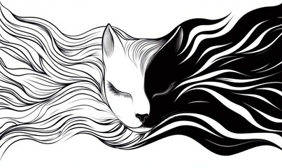 Dualidade Felina: Estampa em Preto e Branco