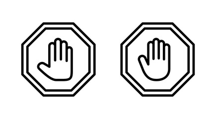 Stop icon vector. stop road sign. hand stop sign and symbol. Do not enter stop red sign with hand