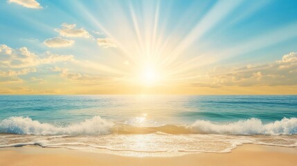 Obraz premium Sunset Beach Ocean Waves