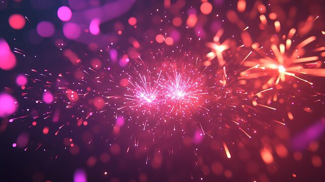 Vibrant bursts of sparkling fireworks against a dark background.