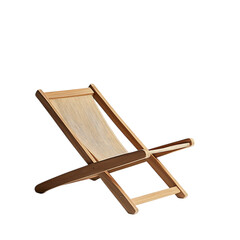 Minimalist Wooden Beach Chair with a Sleek Fold AwA Isolated on Transparent Background