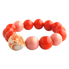 Bold Bracelet with Large Statement Beads in Shell Isolated on Transparent Background