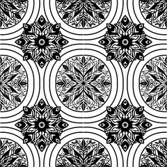 Seamless Black and White Mandala Pattern – Vector Ethnic Design
