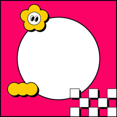 Retro 90s photo frame. Polaroid photo frame with retro 90s decoration. Vector isolated. 