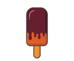 Sweet chocolate ice cream. Cold dessert and summer food. Isolated vector image