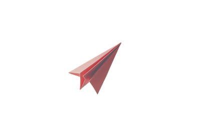 A simple, rosy-pink paper airplane