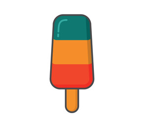Sweet ice lolly. Ice cream, cold fruity dessert and summer food. Isolated vector image
