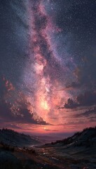 Milky Way Sunset Mountain Valley.