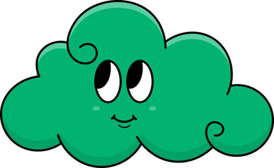 Groovy cute cloud character. Retro cloud with cartoon face expression illustration. Vector isolated.