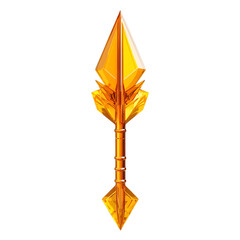 Futuristic Arrow with Striking Facets in Electric Yellow Isolated on Transparent Background