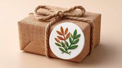 Plastic-free packaging solutions for ethical retail, A beautifully wrapped gift with natural elements for special occasions. Sustainable packaging solutions with eco-friendly materials.