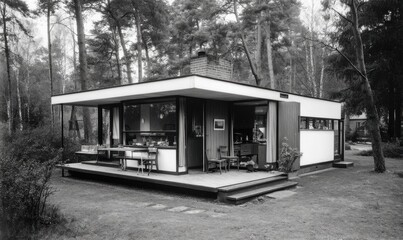 Casa Moderna em Pinhal - Arquitetura Mid-Century em Preto e Branco