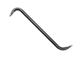 Angled View of a Steel Crowbar with Dual Curved Ends
