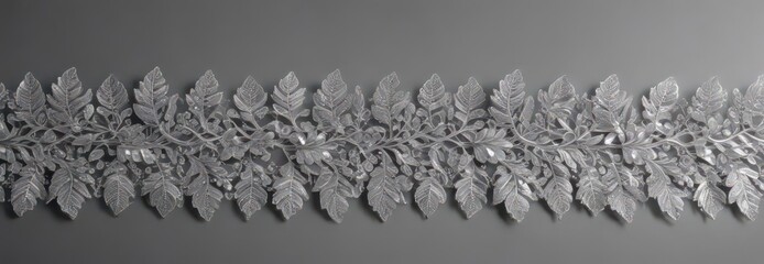 Shimmering silver leaf lace border with exquisite detail , filigree, premium