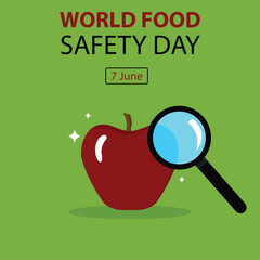 illustration vector graphic of an apple and a magnifying glass, perfect for international day, world food safety day, celebrate, greeting card, etc.