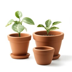 Plants in pots isolated on white background. Realistic image illustration.