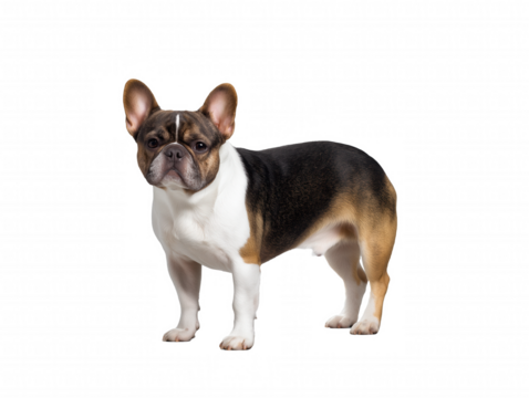 French Bulldog with brown and white fur, isolated on transparent background