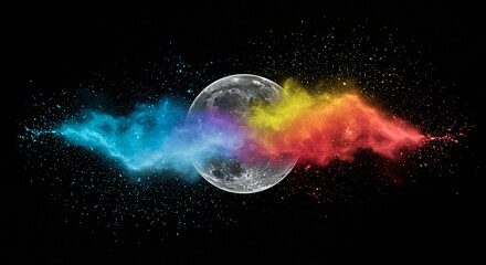 Obraz premium a full moon with colorful dust in the dark sky