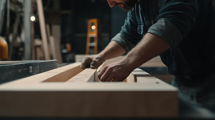 Carpenter Working on a Wood Project