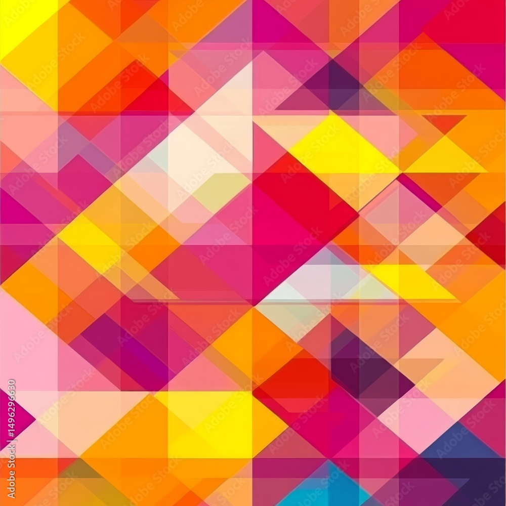 Poster abstract geometric pattern with vibrant triangles and squares