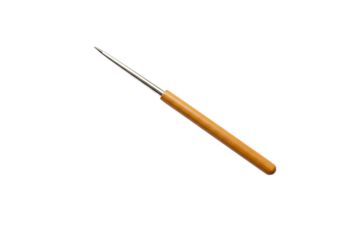 Awl with a smooth wooden handle and a sharp metal point