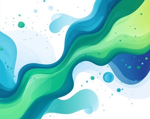 Abstract Green Blue Fluid Waves Background