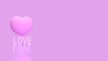 The Love wood text and Pink Heart   for  romance concept 3d Rendering.