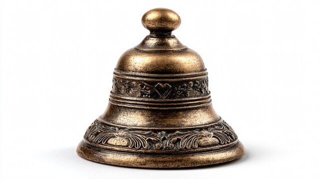 Vintage Brass Bell on White Background for Art and Design Projects