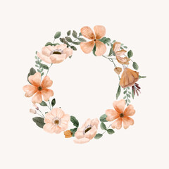 beauty floral with yellow watercolor wreath