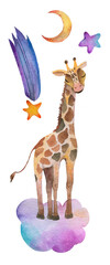 Giraffe watercolor animal baby illustration