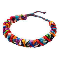 Vibrant Woven Anklet with Chunky Multicolored Thread Isolated on Transparent Background