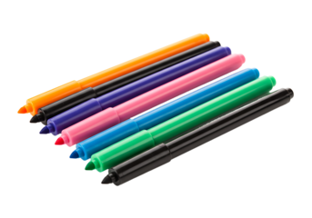 Colorful Felt Tip Markers Arranged Diagonally with Visible Fine Point Tips
