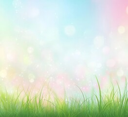 Obraz premium Bright Pastel Grassy Field Background