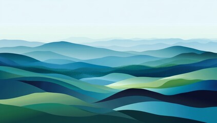 Blue and Green Mountain Range Landscape