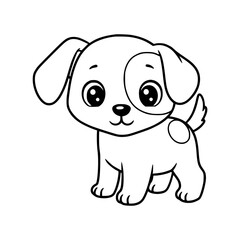 cute dog cartoon drawing illustration for kids coloring book. kawaii