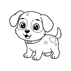 cute dog cartoon drawing illustration for kids coloring book. kawaii